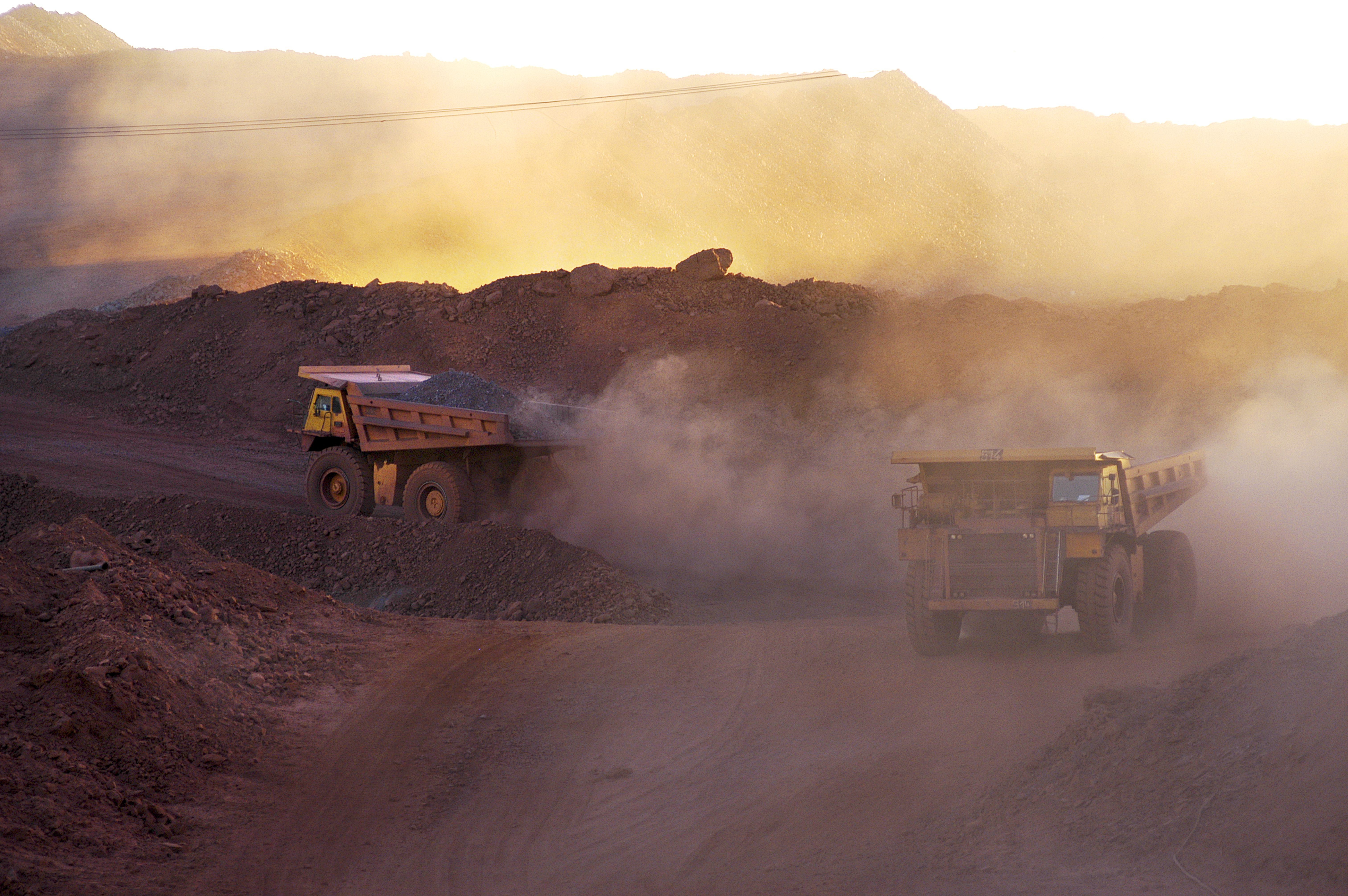 Two mining trucks
