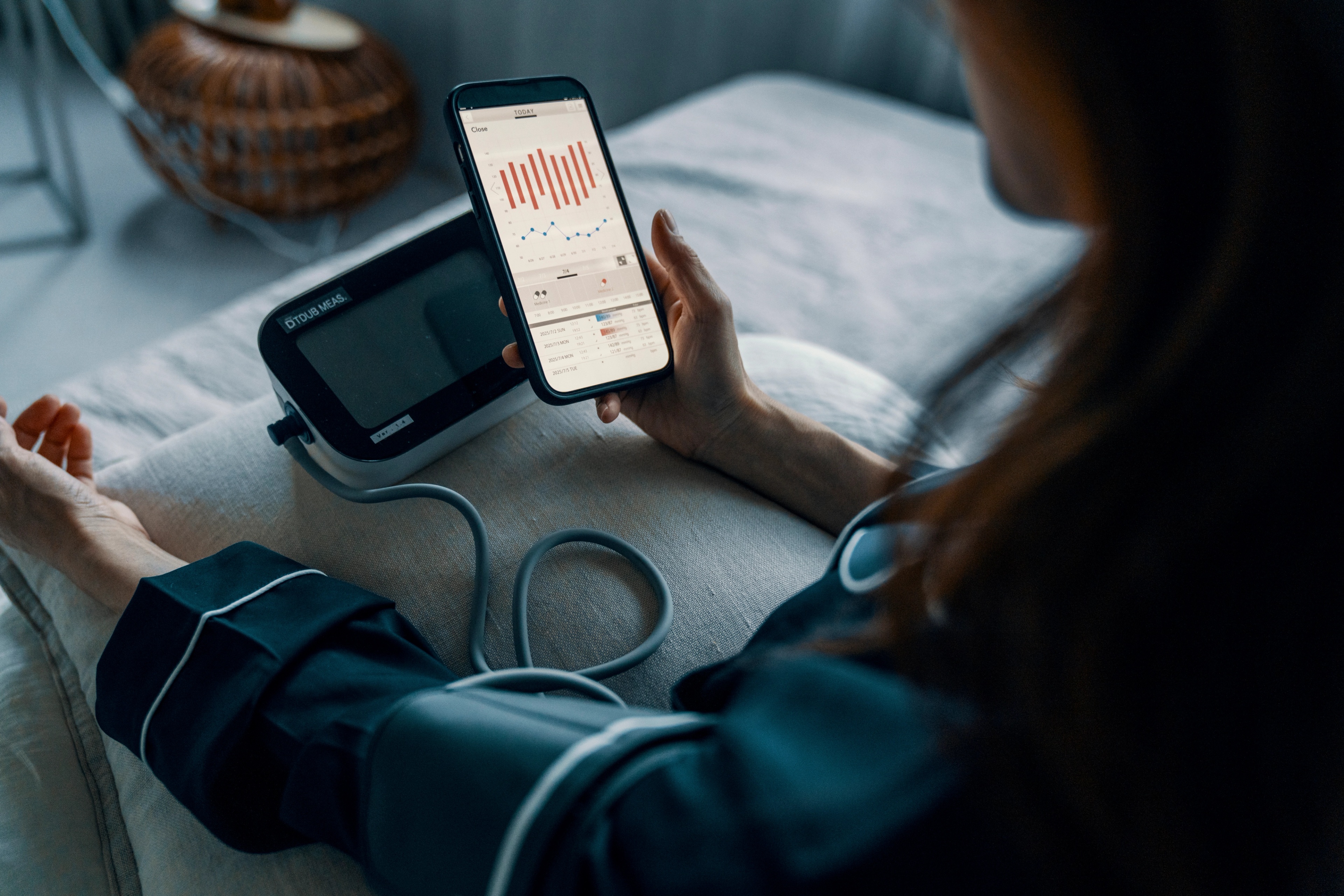 A person checking blod pressure