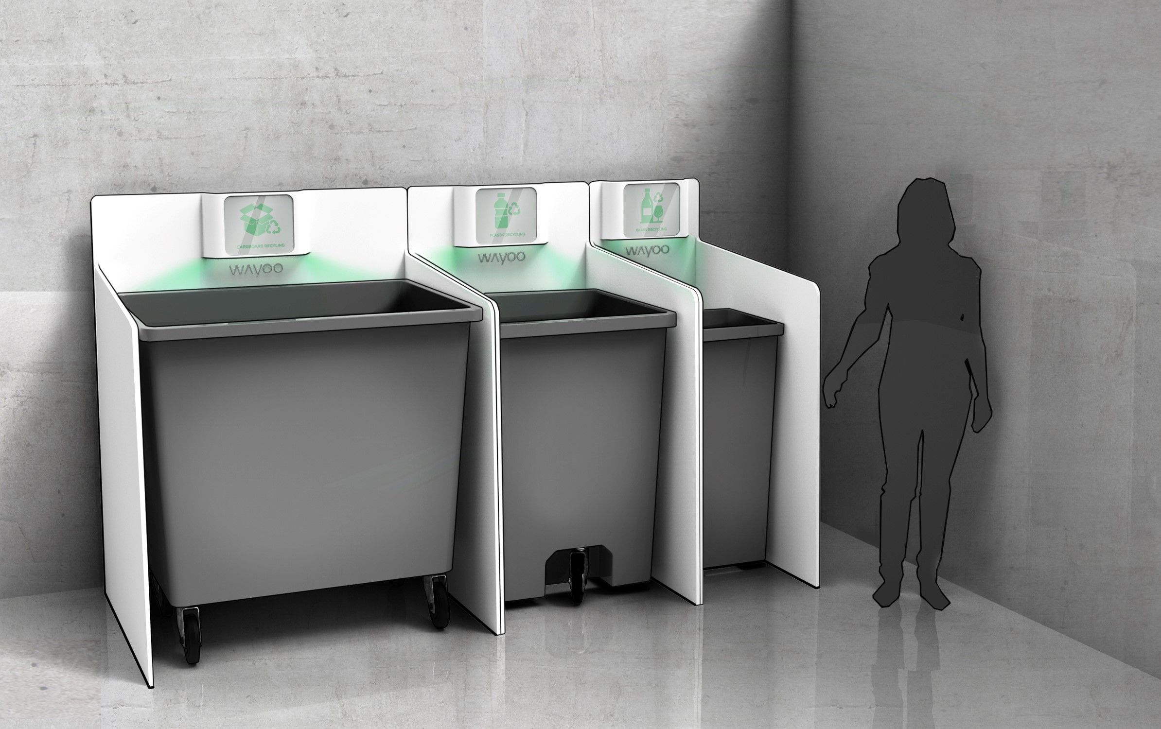 Recycling bins in different sizes