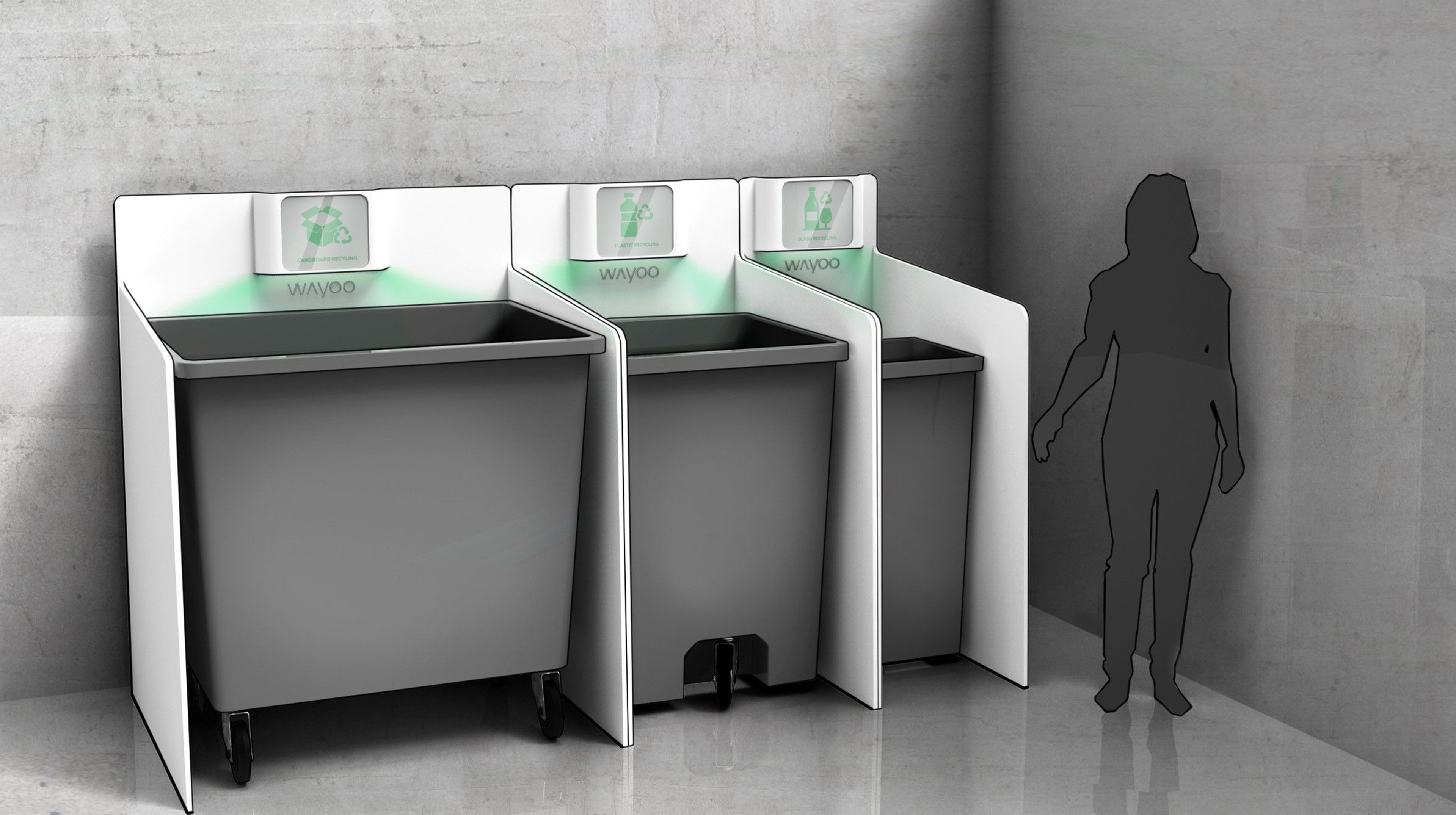 Recycling bins in different sizes