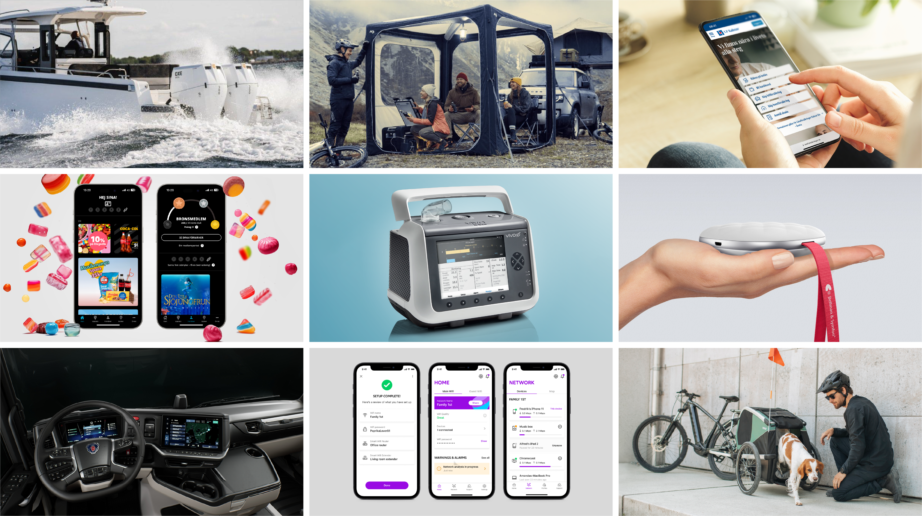 A collage of pictures showing different design cases