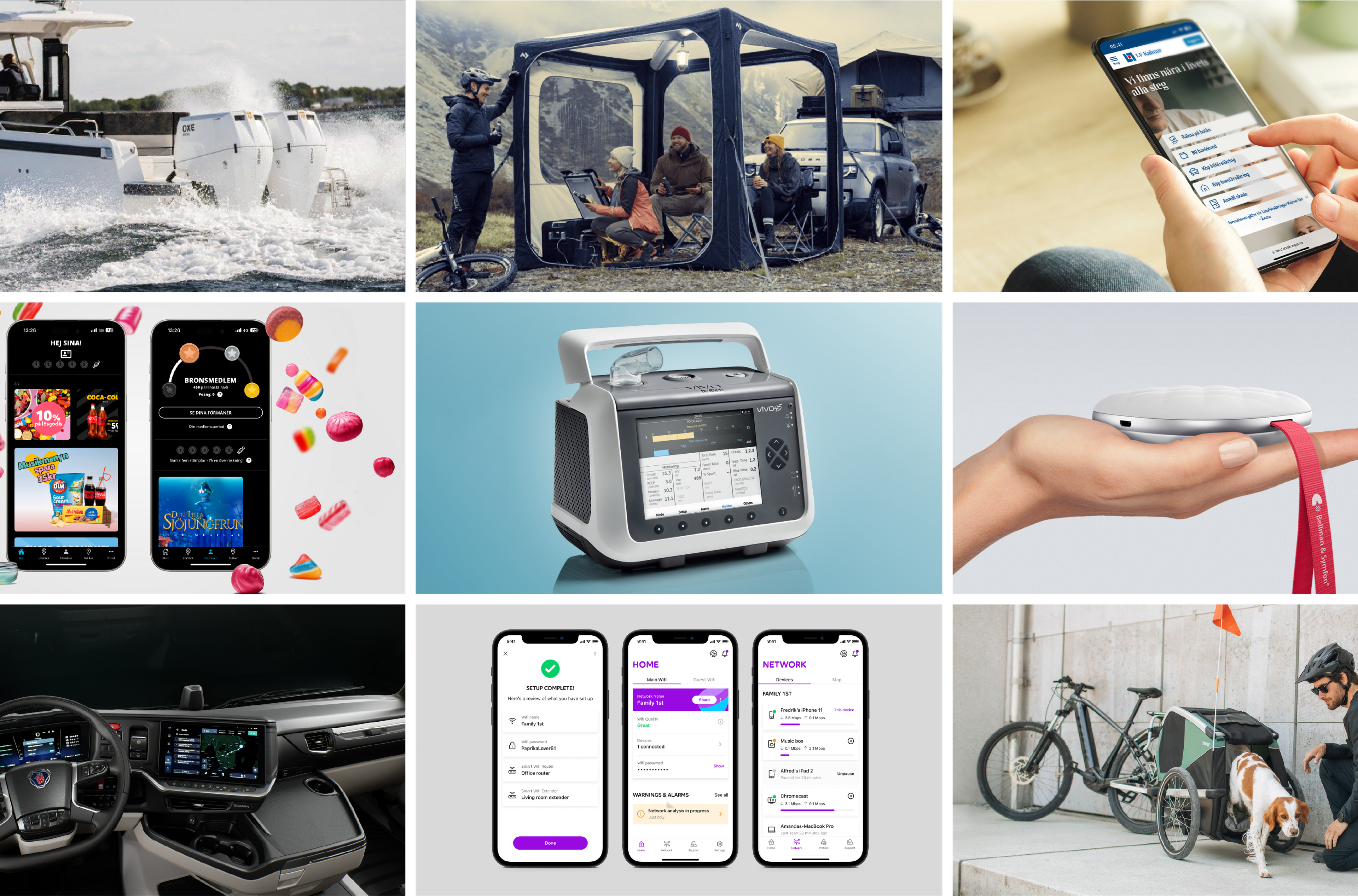Uma colagem de imagens mostrando diferentes casos de design