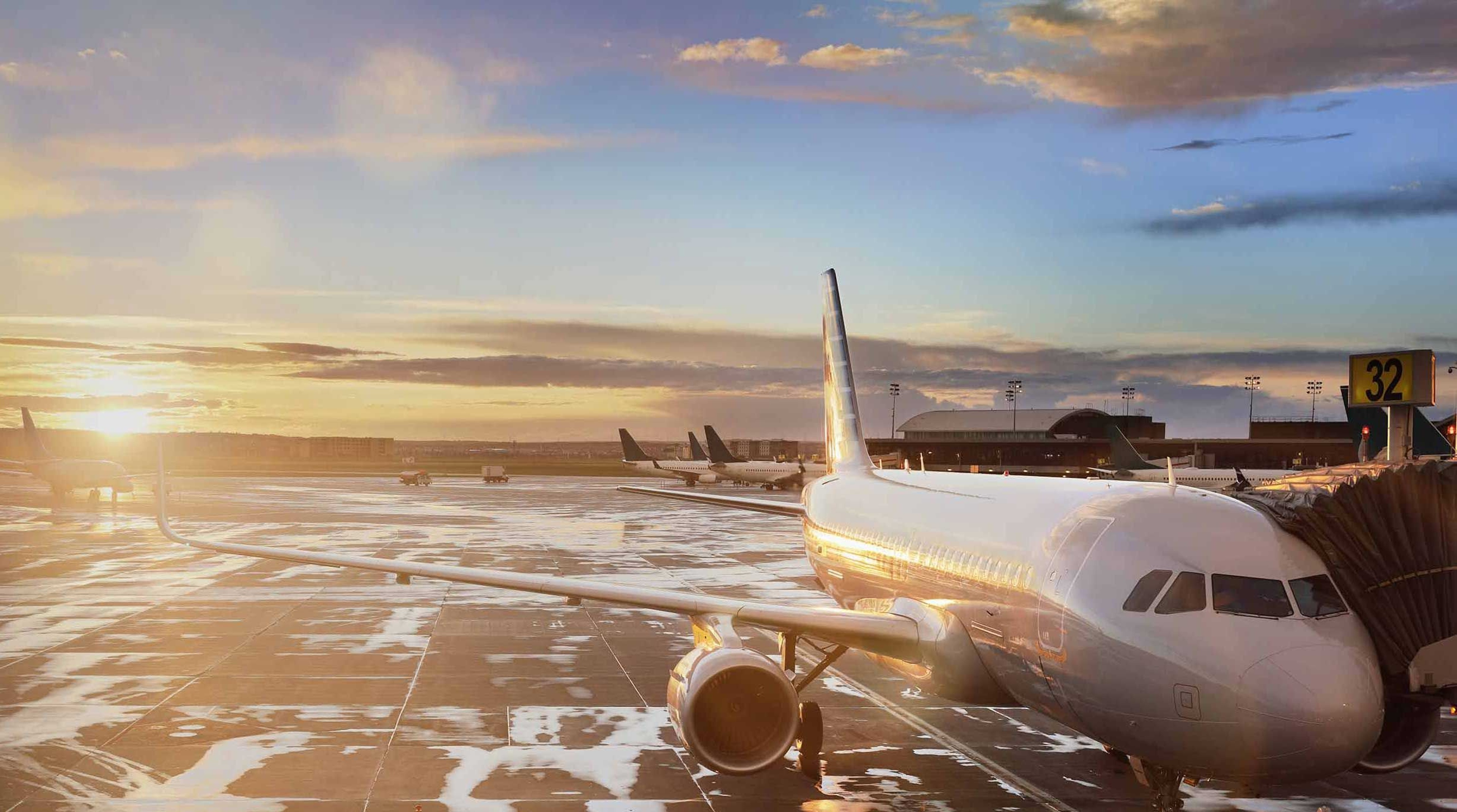 Image of an airplane docking