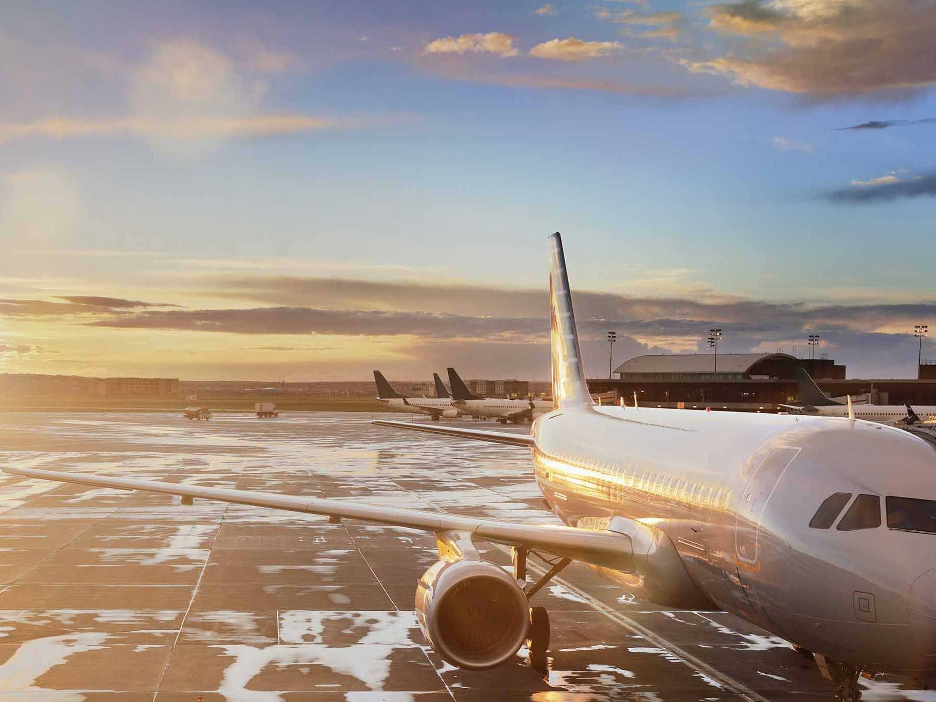 Image of an airplane docking