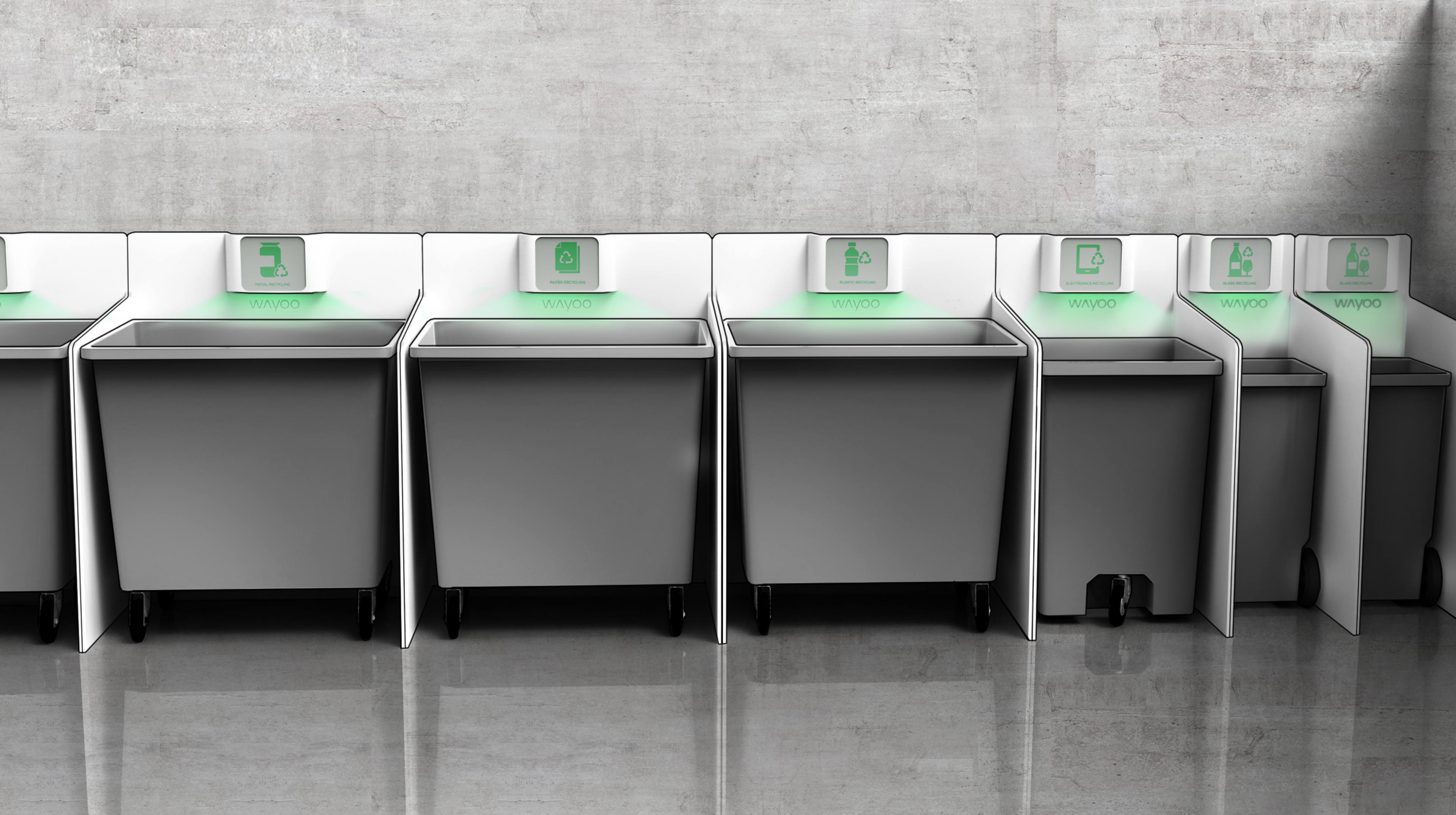 Recycling bins in different sizes