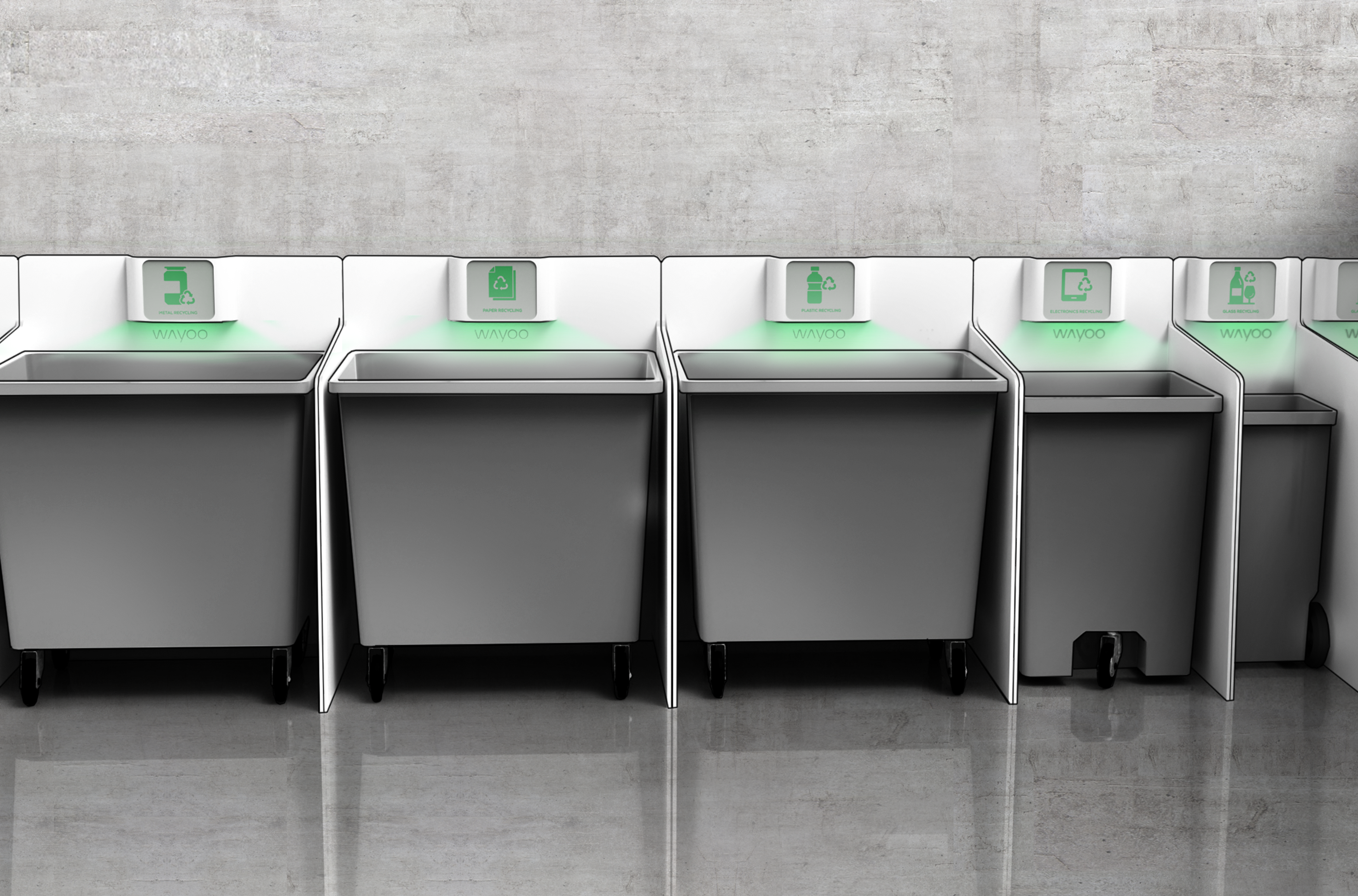 Lixeiras de reciclagem em diferentes tamanhos