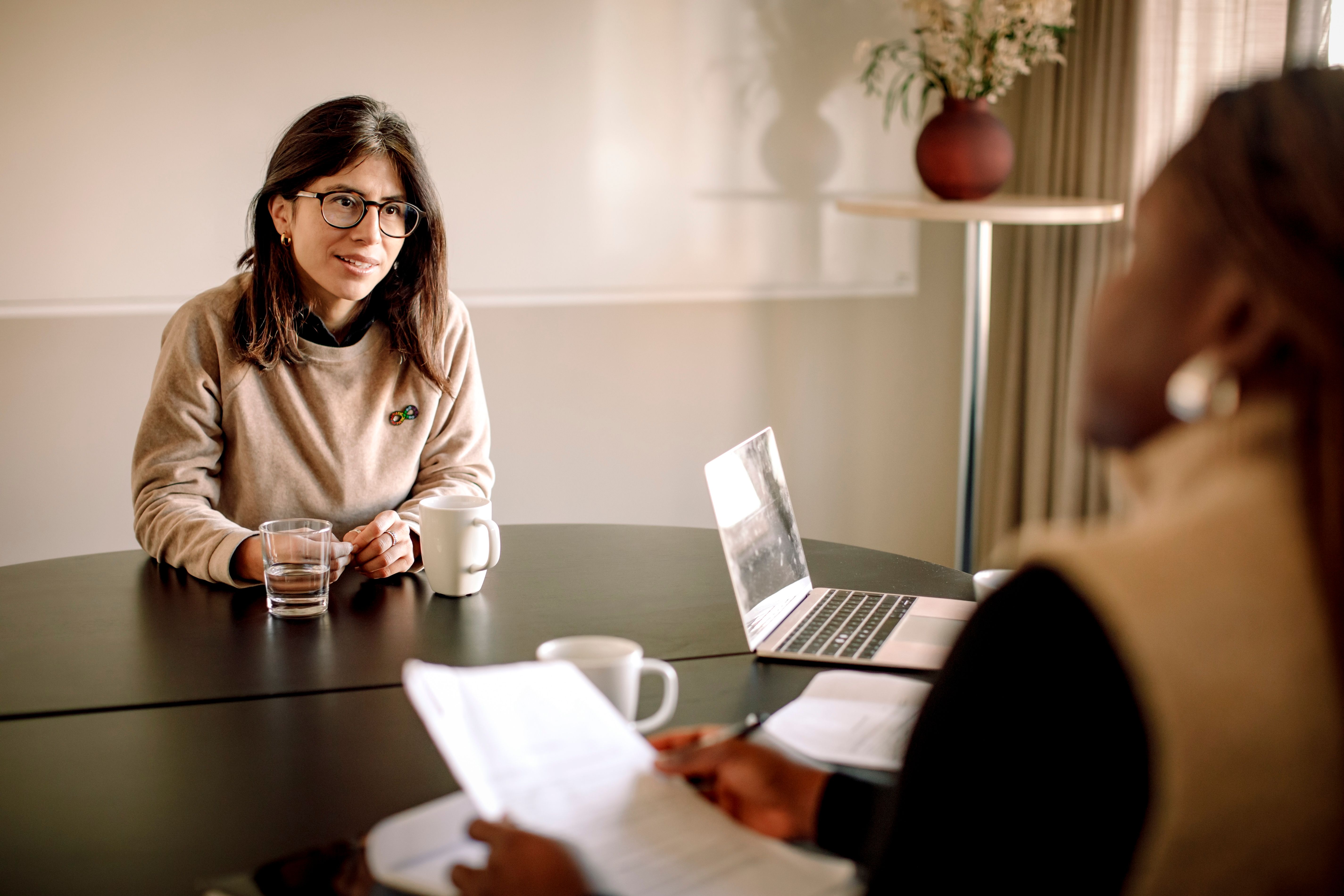 A women being interviewd by another women.