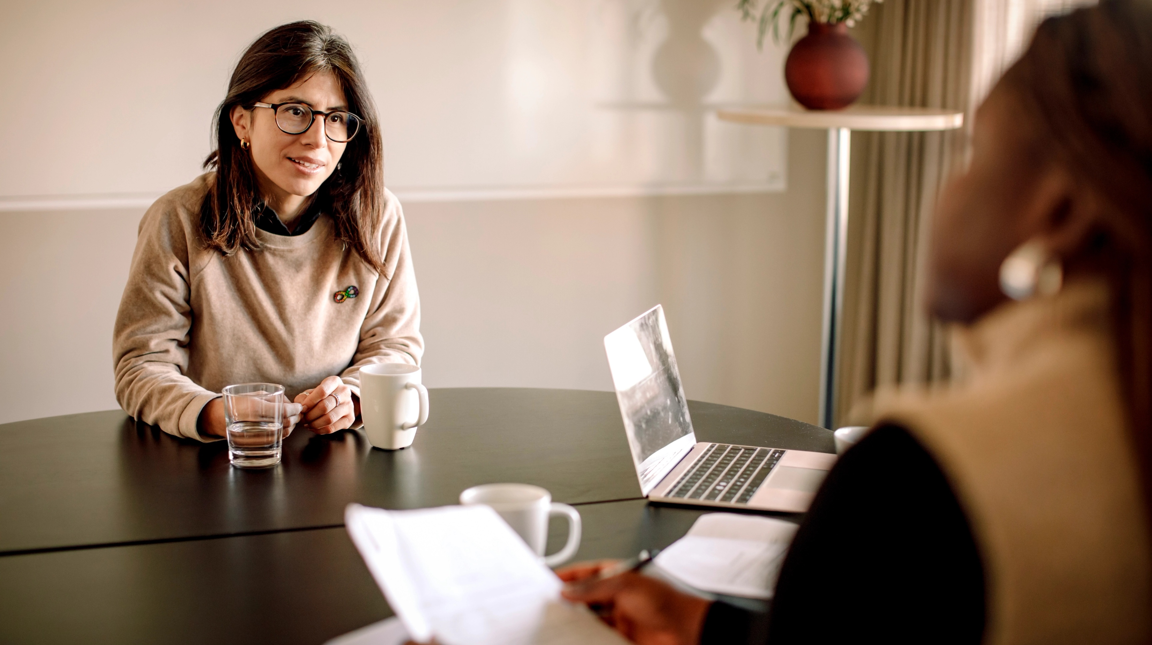 A women being interviewd by another women.