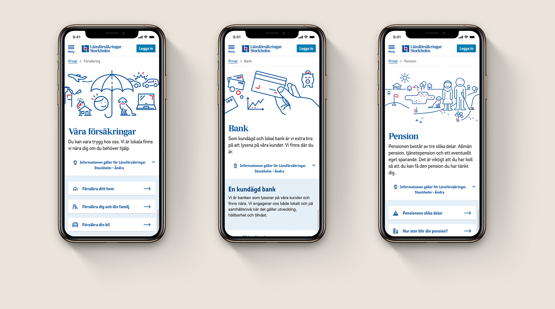App interface for Länsförsäkringar.