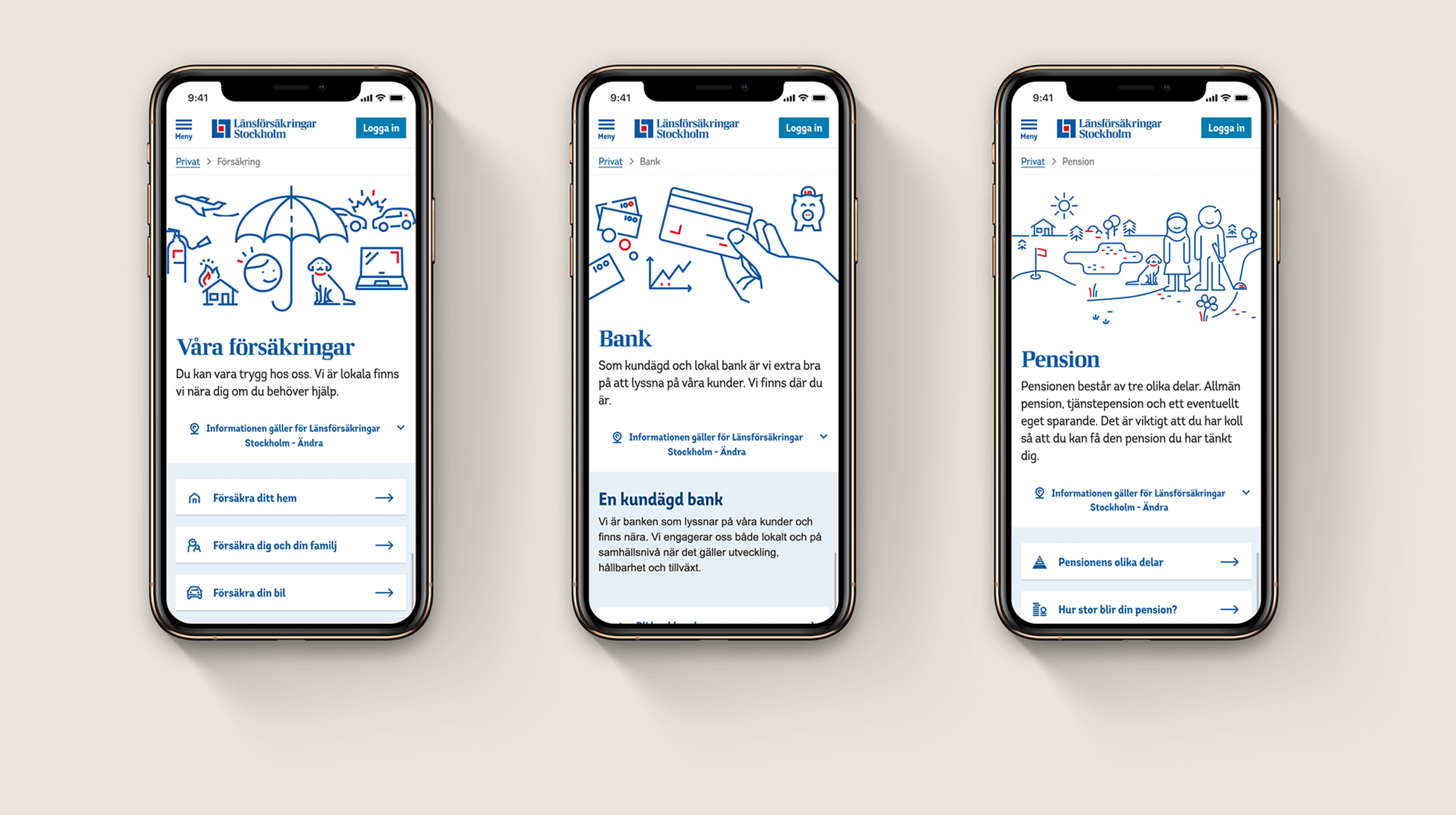 App interface for Länsförsäkringar.