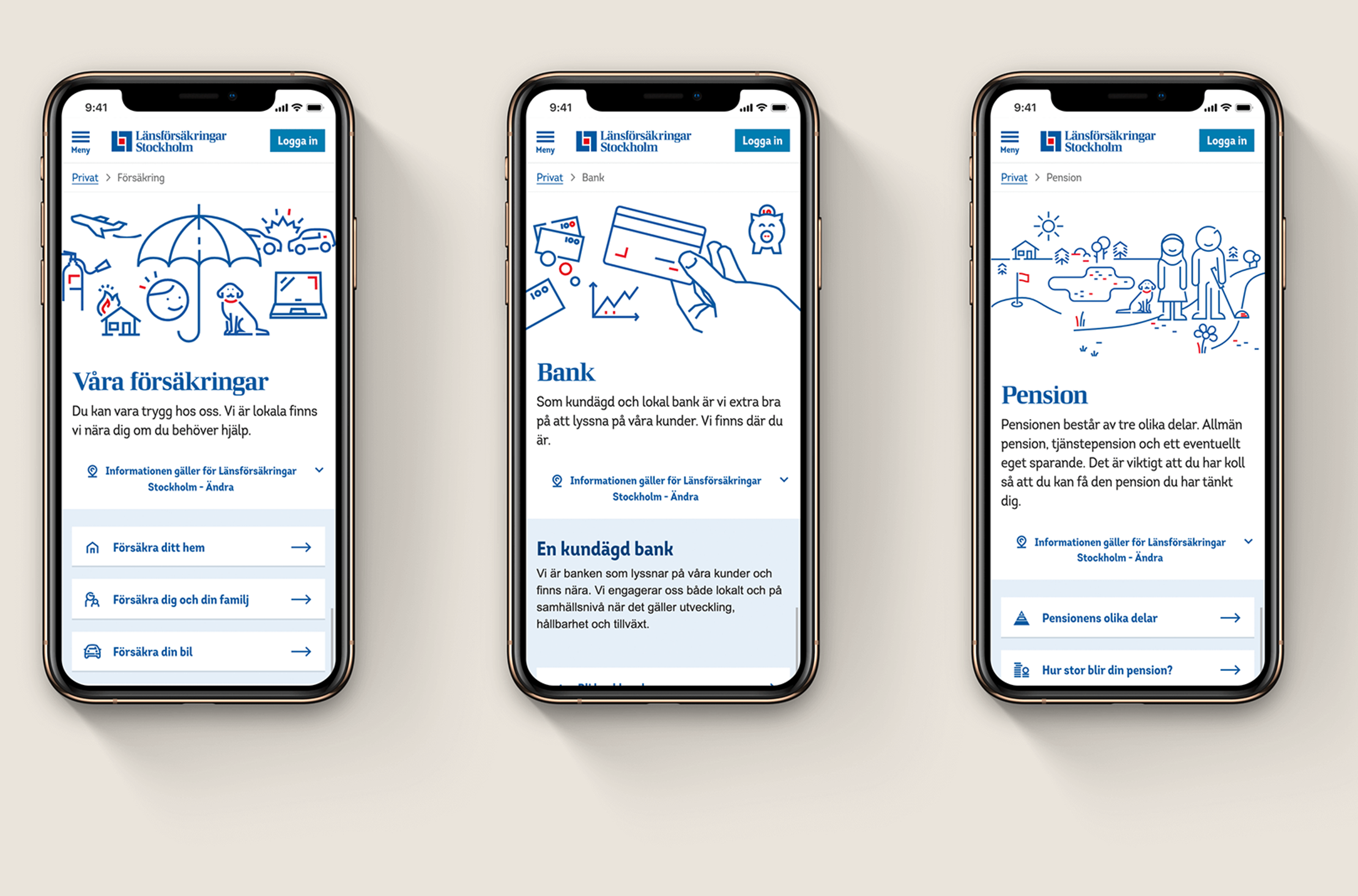 Interface de aplicativo para Länsförsäkringar.