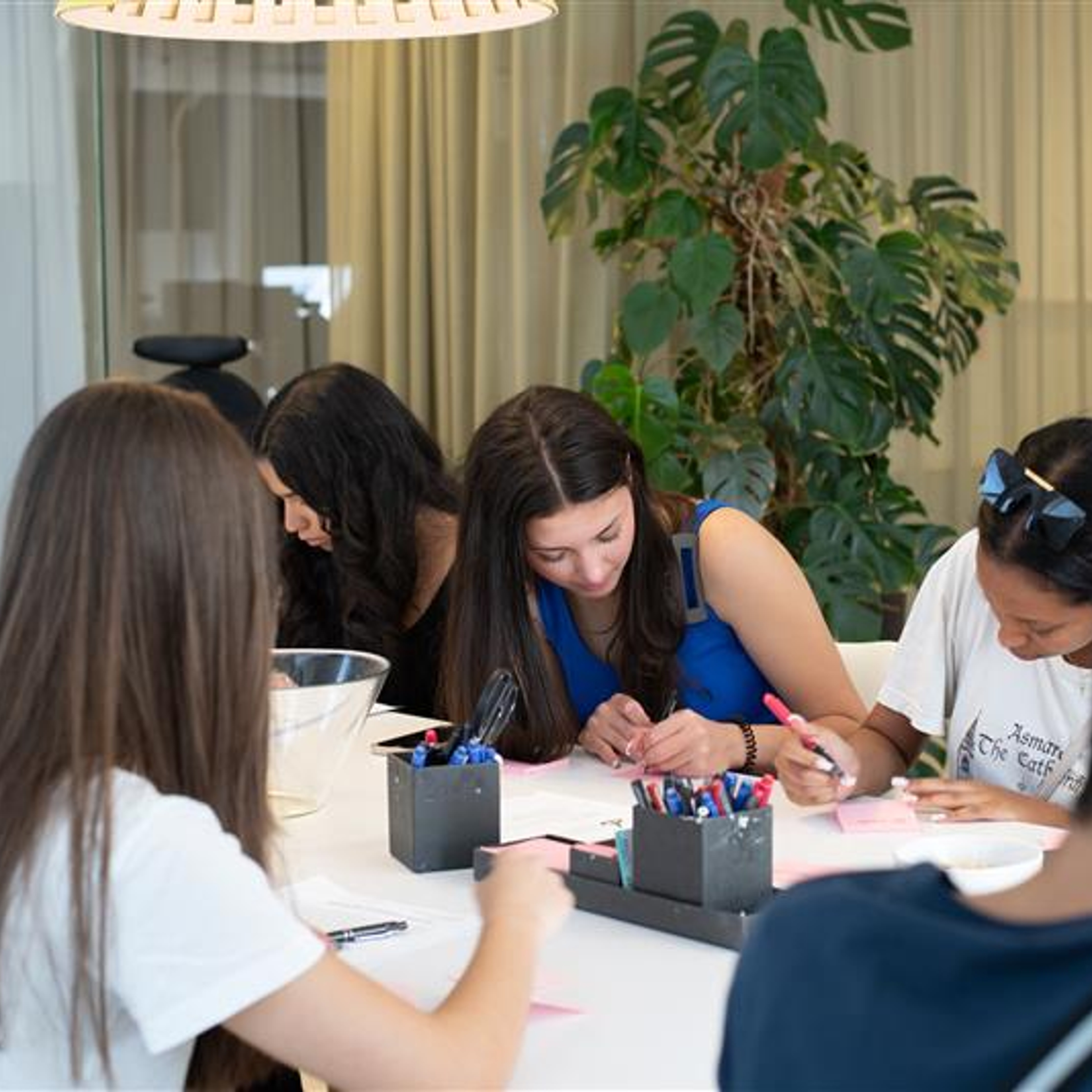 Young students working on a assignment.