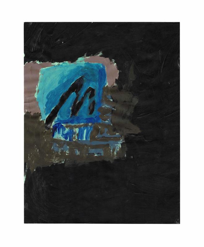 A dark, textural, and largely abstract painting of the 'Mainframe Entertainment' film production logo.