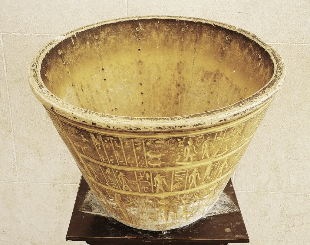 The first example of a water clock, used in the tomb of court official Amenemhet in 1400 BC. It’s surmised that priest used these clocks to know the appropriate times to conduct rites and sacrifices.