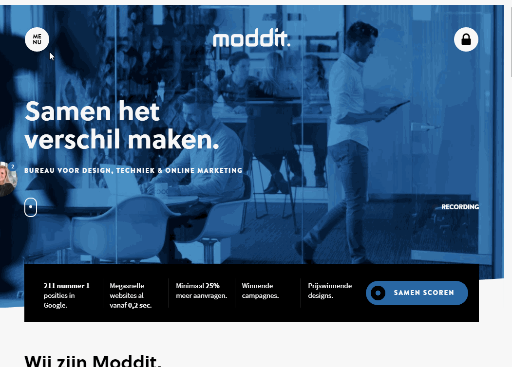Example of a full screen desktop hamburger menu