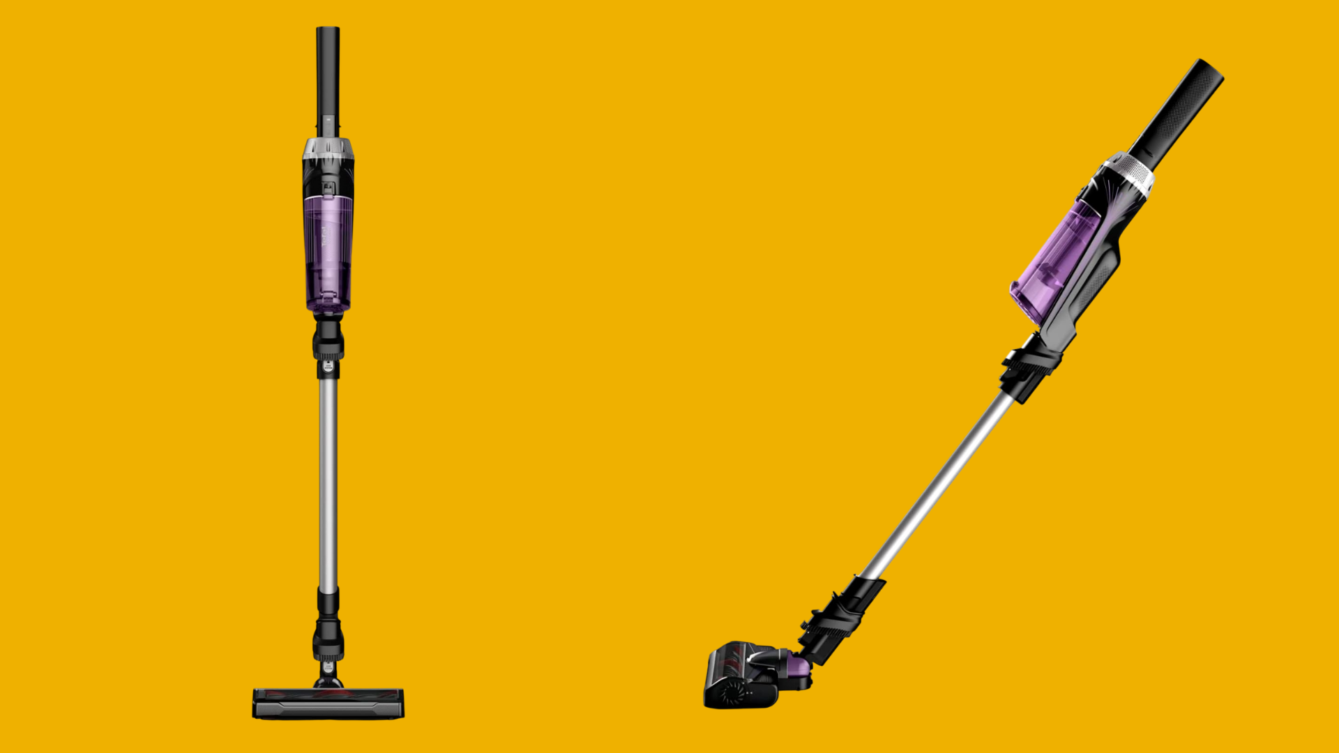 เครื่องดูดฝุ่นไร้สาย Tefal X-Nano Essential รุ่น TY1129WO ด้านหน้า (รูปซ้าย) และด้านข้าง (รูปขวา)