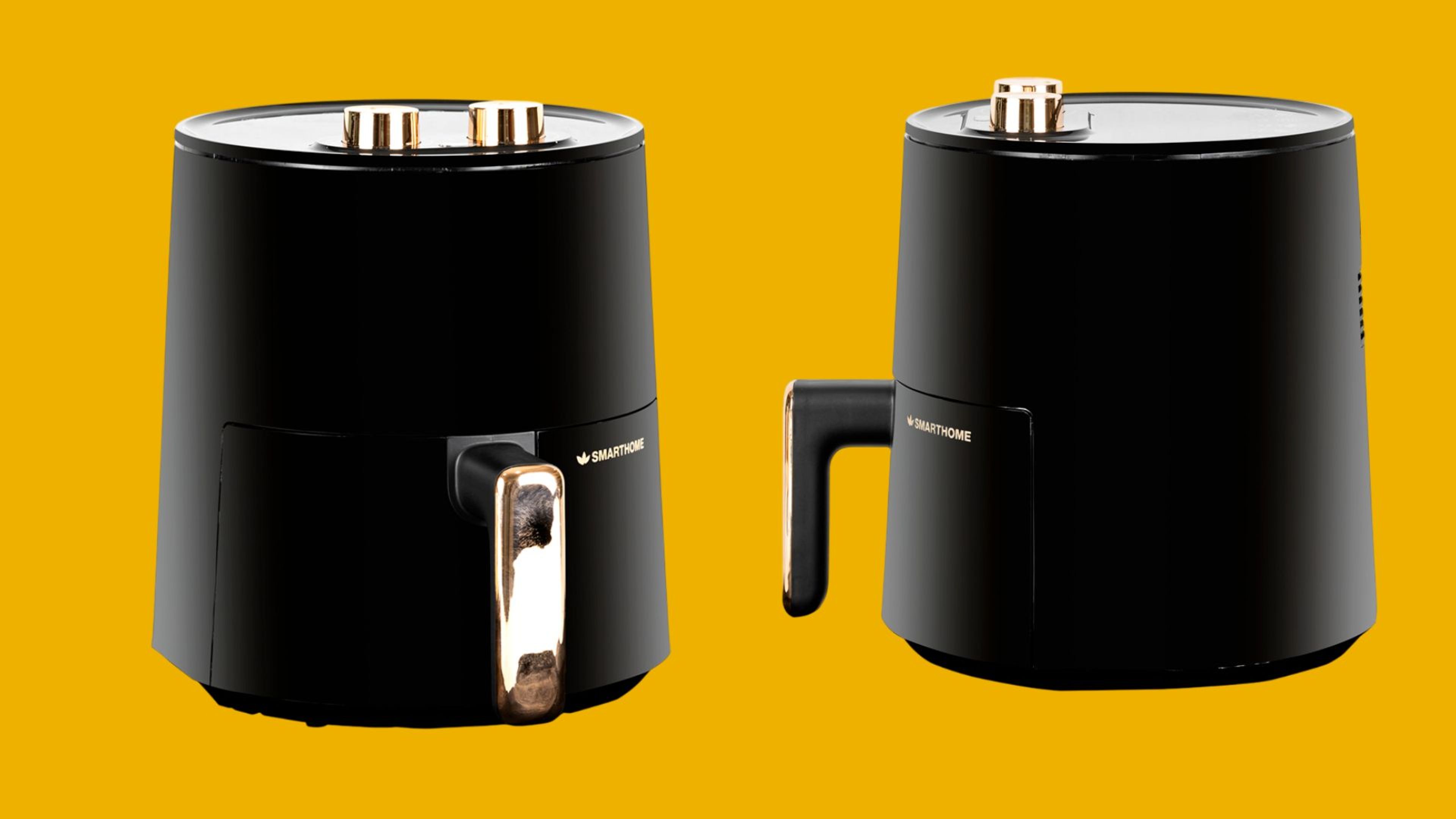 หม้อทอดไร้น้ำมัน SMARTHOME รุ่น MV-1200 ด้านหน้า (รูปซ้าย) และด้านข้าง (รูปขวา)