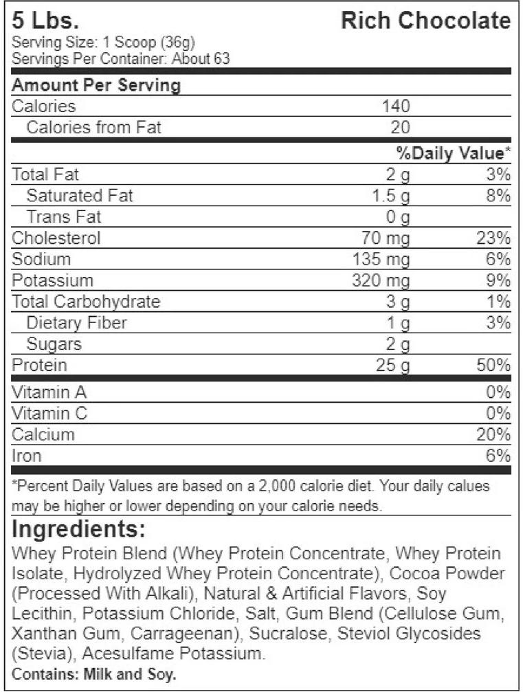 ข้อมูลโภชนาการ Dymatize Elite Whey Protein