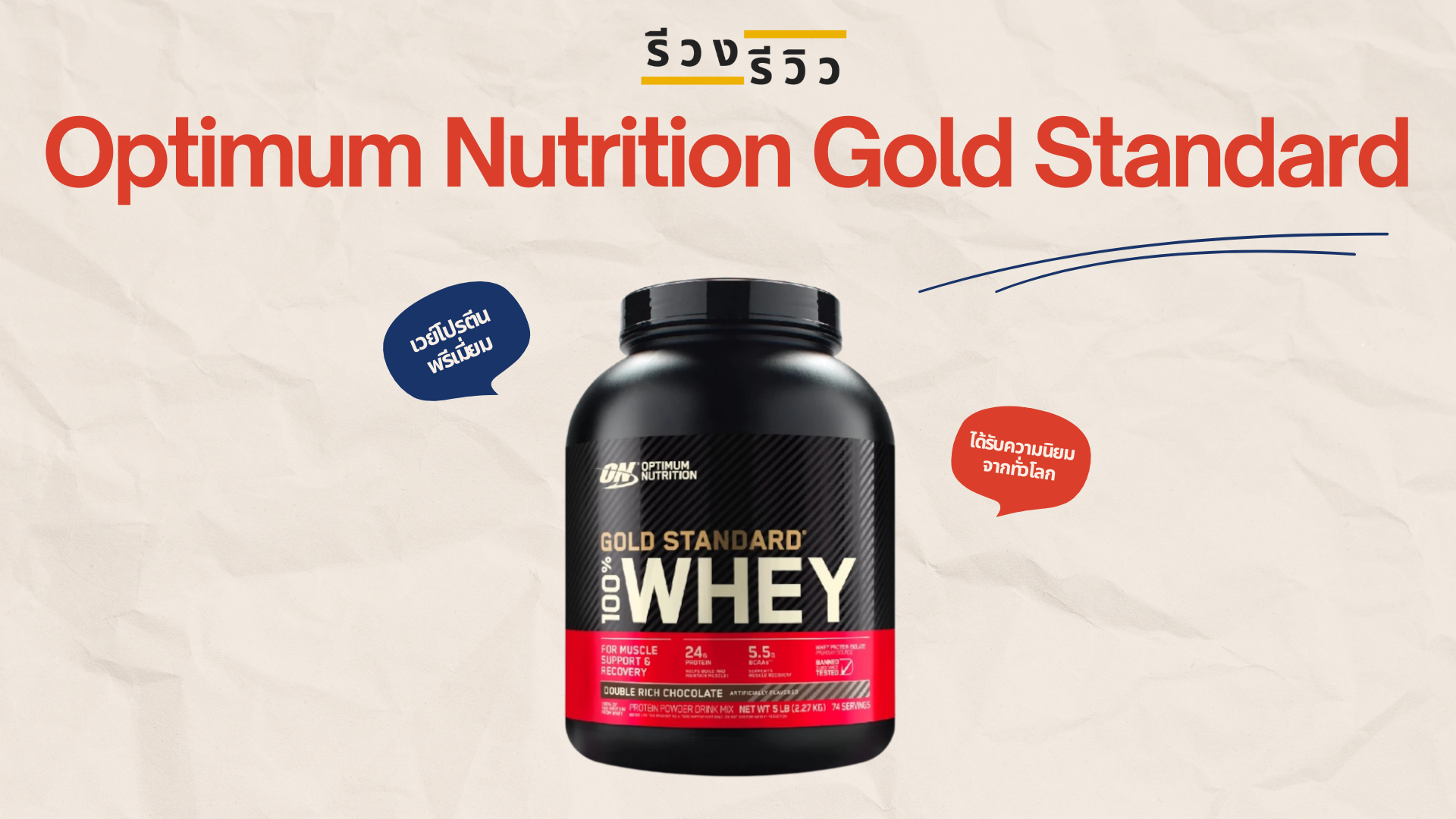 หน้าปกรีวิวเวย์โปรตีน Optimum Nutrition Gold Standard Whey Protein