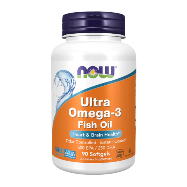 Now Foods Ultra Omega 3 500EPA/250DHA Fish Oil 1000 mg 90/180 Softgels/Fish Softgels นาวฟู้ดส์ โอเมก้า 3 น้ำมันปลา