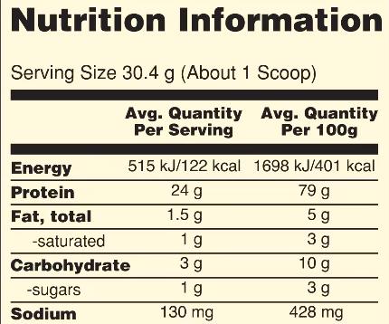 ข้อมูลโภชนาการ Optimum Nutrition Gold Standard Whey Protein รส Double Chocolate
