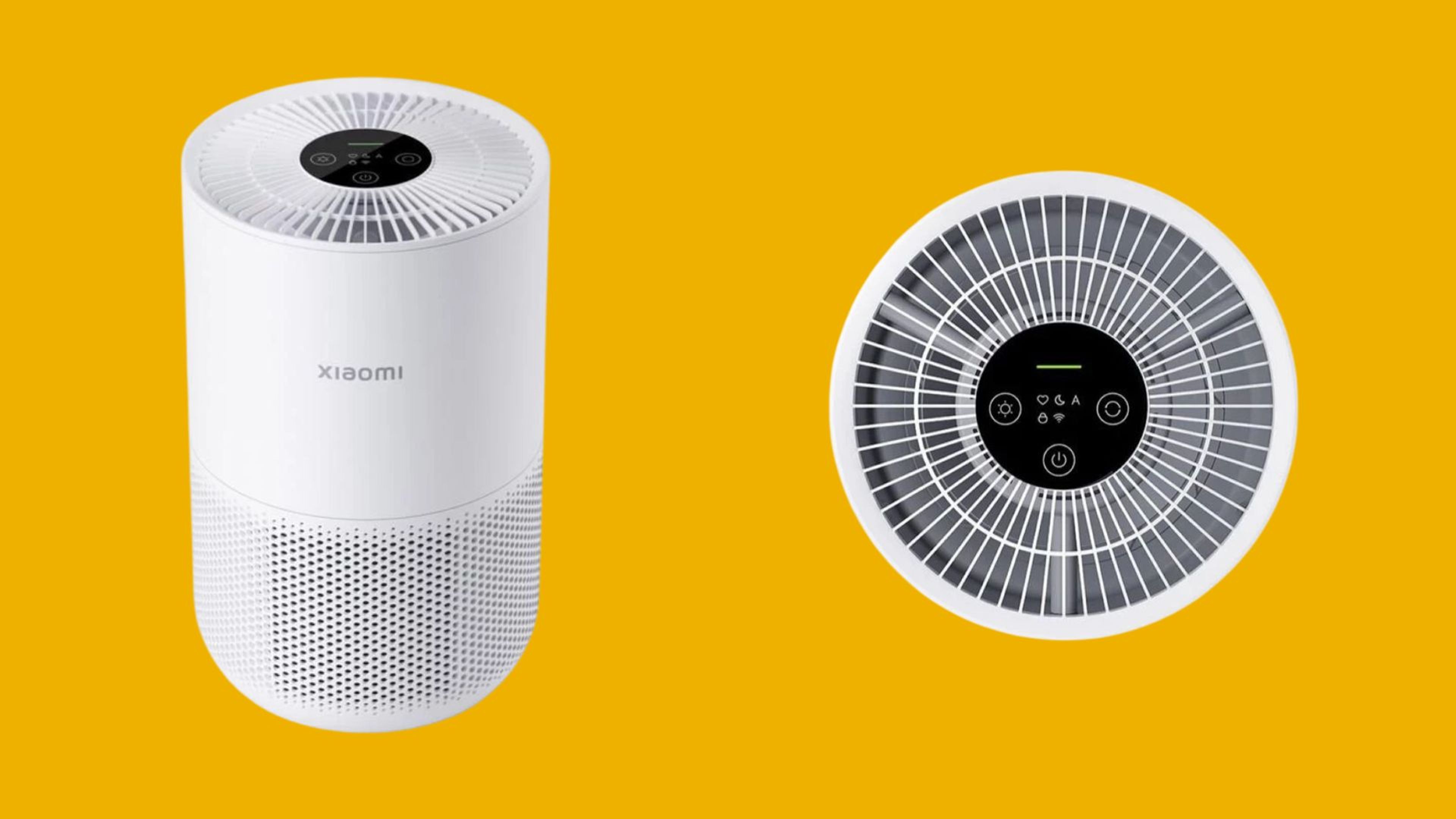 ผลิตภัณฑ์ Xiaomi Smart Air Purifier 4 Compact ด้านหน้า (รูปซ้าย) และด้านบน (รูปขวา)