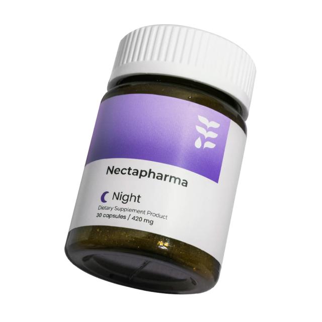 Nectapharma Night วิตามินช่วยเรื่องนอน อาหารเสริมประกอบด้วย Pharmagaba Tart Cherry L-Theanine และ L-Glutamine