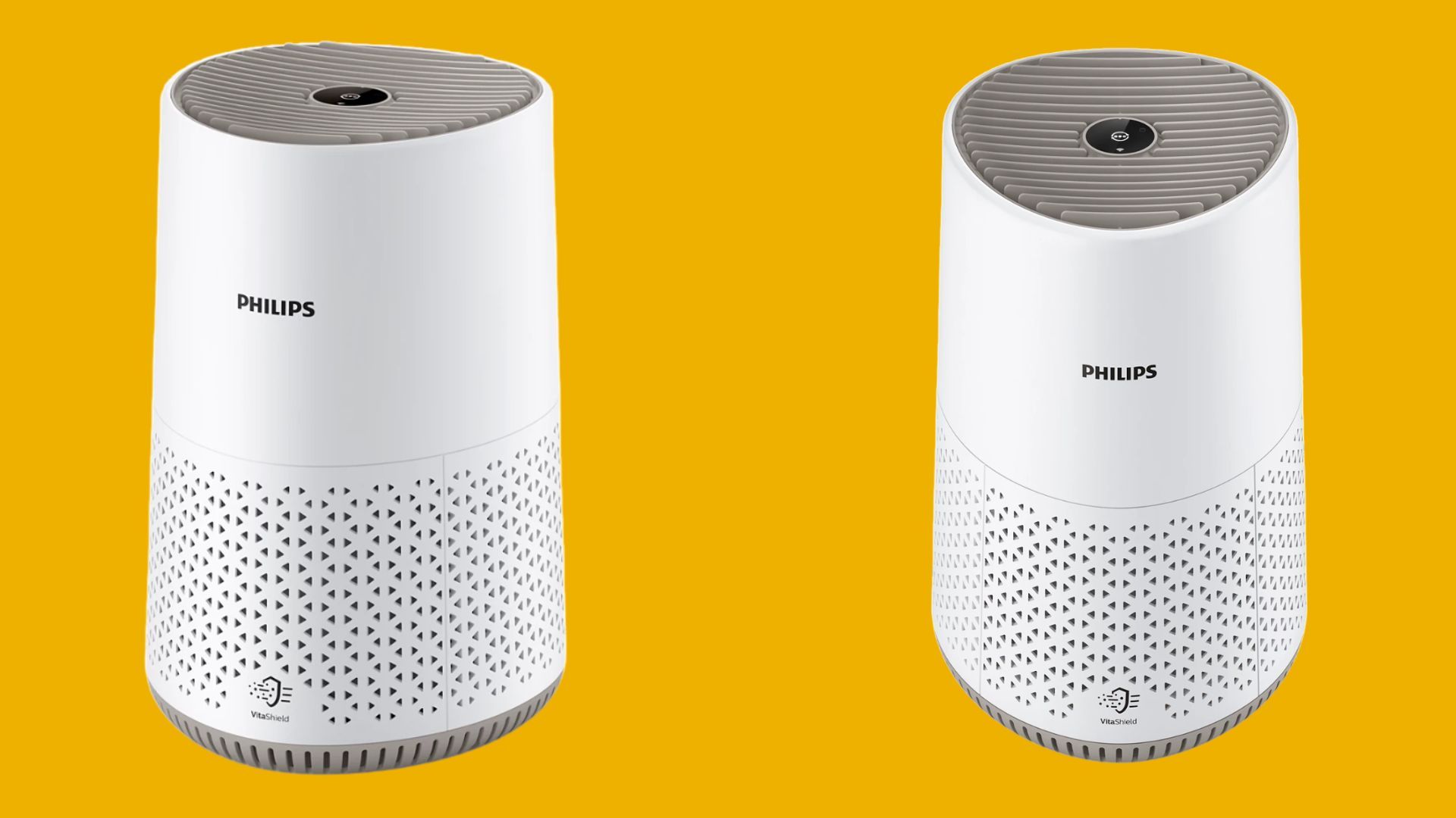 เครื่องฟอกอากาศ Philips AC0650/10 ด้านข้าง (รูปซ้าย) และด้านหน้า (รูปขวา)