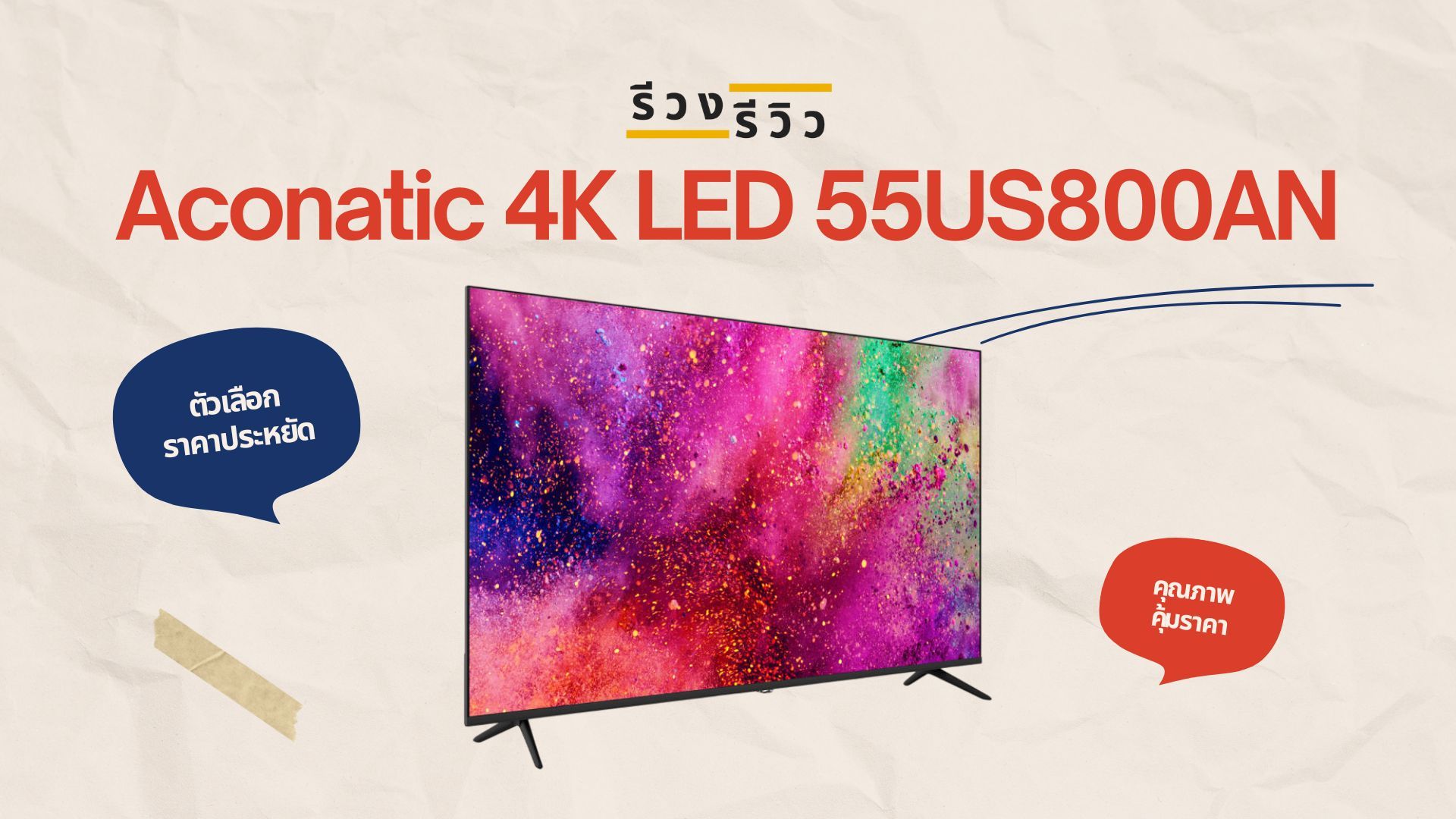 หน้าปกรีวิว ทีวี Aconatic 4K LED รุ่น 55US800AN