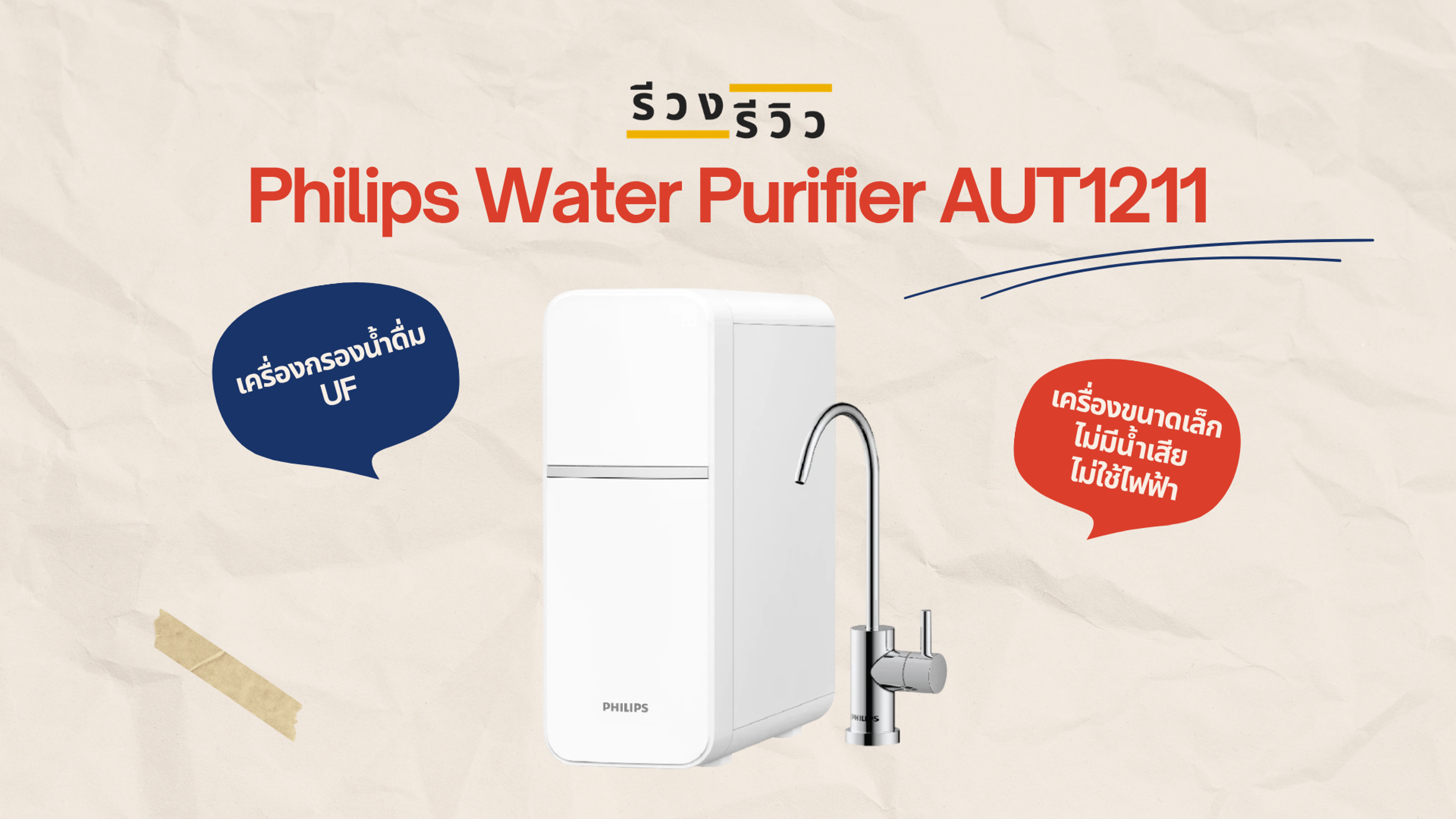 รูปภาพหน้าปกรีวิวเครื่องกรองน้ำ Philips Water รุ่น AUT1211