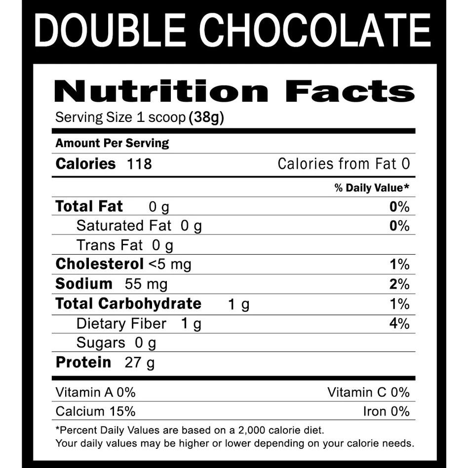 ข้อมูลโภชนาการ MATELL Whey Protein Isolate รส Double Chocolate