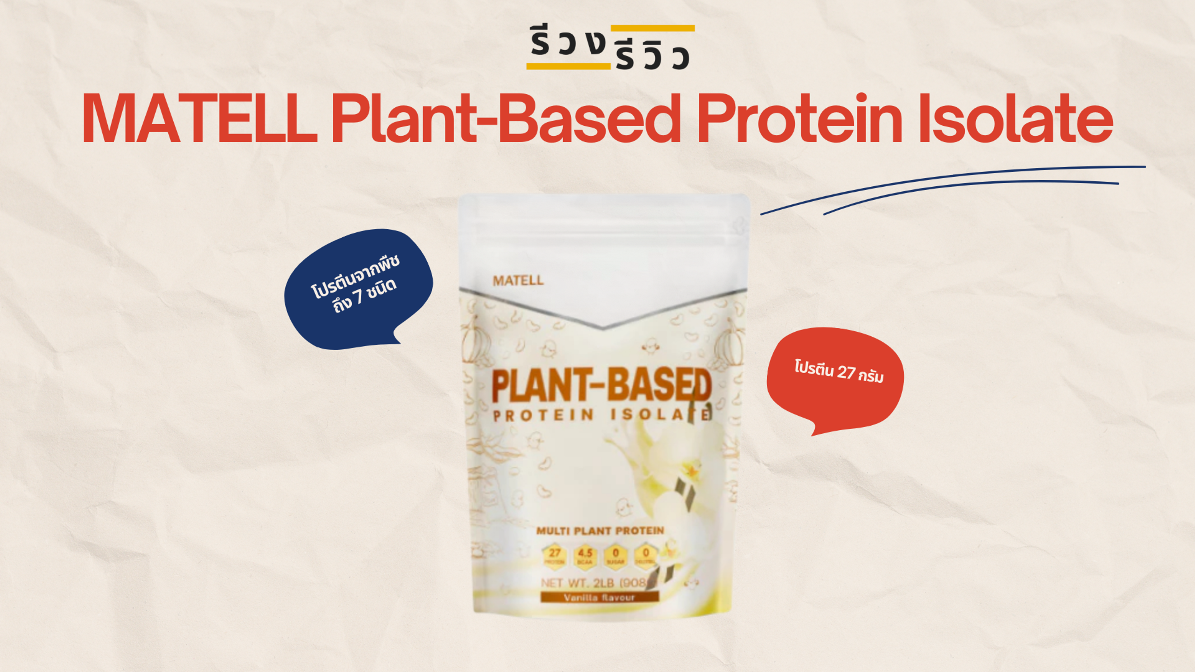 รูปหน้าปกรีวิวโปรตีนพืช MATELL Plant-Based Protein Isolate