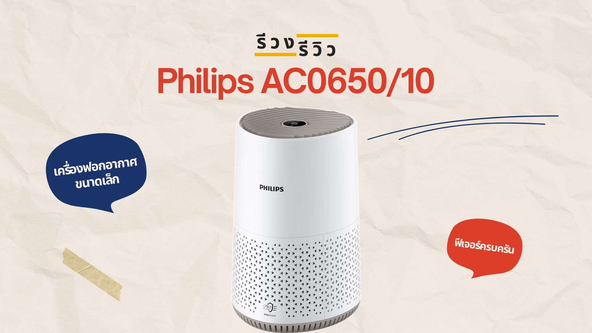 หน้าปกรีวิว เครื่องฟอกอากาศ Philips AC0650/10
