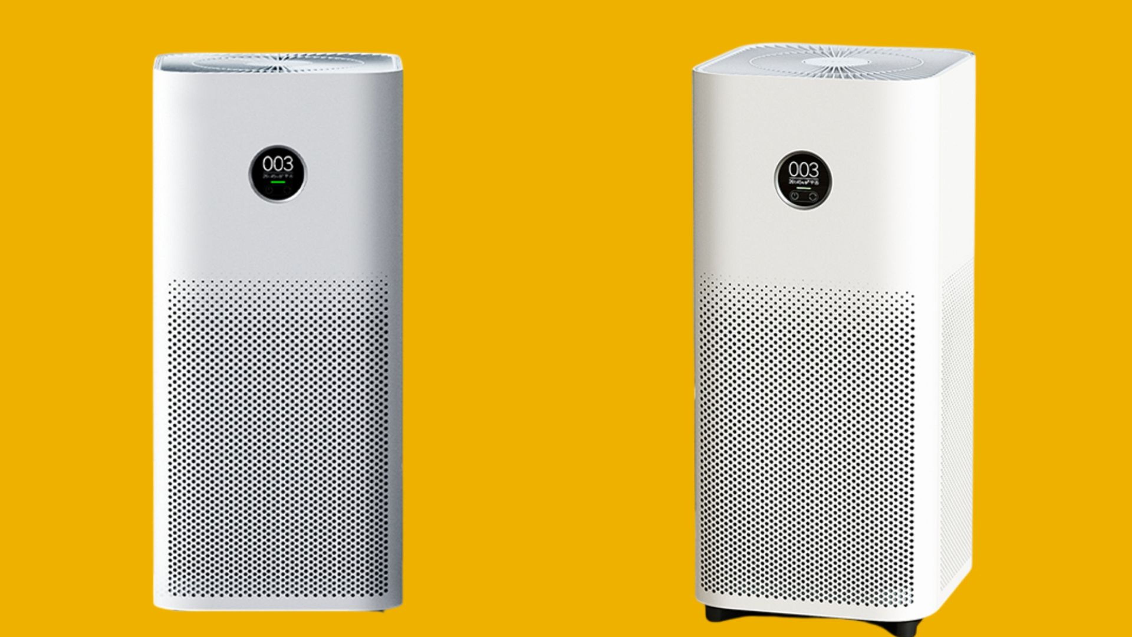 เครื่องฟอกอากาศ Xiaomi Smart Air Purifier 4 ด้านหน้า (รูปซ้าย) และด้านข้าง (รูปขวา)