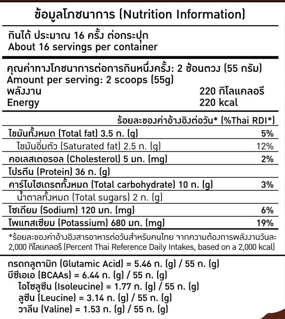 ข้อมูลโภชนาการ biovitt Whey Protein Isolate