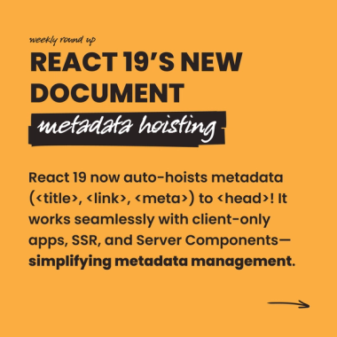 React 19's new document metadata hoisting React 19's new document metadata hoisting