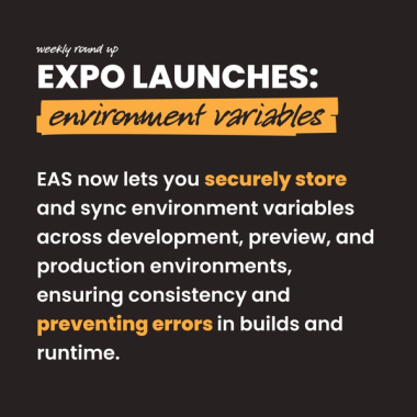 Expo launches: Environment variables