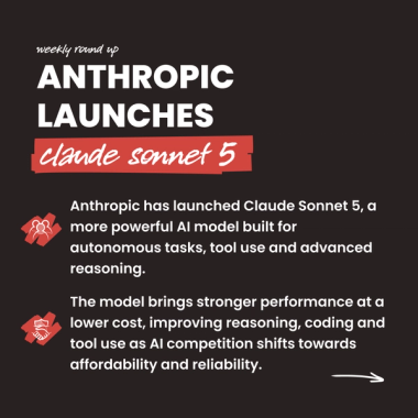 Anthropic launches claude sonnet 5. Anthropic has launched Claude Sonnet 5, a more powerful AI model built for autonomous tasks, tool use and advanced reasoning. The model brings stronger performance at a lower cost, improving reasoning, coding and tool use as AI competition shifts towards affordability and reliability.