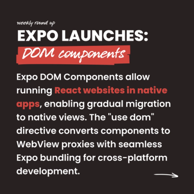 Expo launches: DOM components Expo launches: DOM components