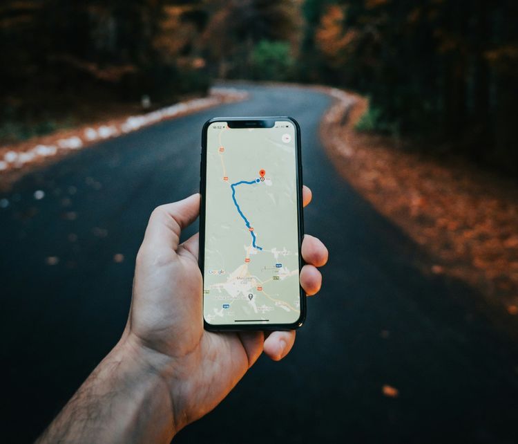 Phone with Map Route Phone with Map Route