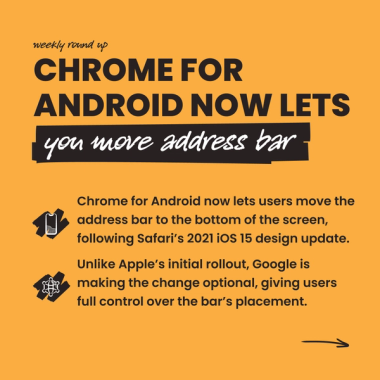 Chrome for Android now lets you move address bar