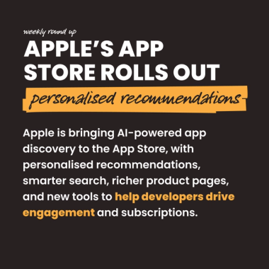Apple’s app store rolls out personalised recommendations. Apple is bringing AI-powered app discovery to the App Store, with personalised recommendations, smarter search, richer product pages, and new tools to help developers drive engagement and subscriptions. Apple’s app store rolls out personalised recommendations. Apple is bringing AI-powered app discovery to the App Store, with personalised recommendations, smarter search, richer product pages, and new tools to help developers drive engagement and subscriptions.