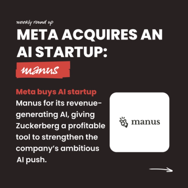 meta acquires an ai startup: Manus. Meta buys AI startup Manus for its revenue-generating AI, giving Zuckerberg a profitable tool to strengthen the company’s ambitious AI push. meta acquires an ai startup: Manus. Meta buys AI startup Manus for its revenue-generating AI, giving Zuckerberg a profitable tool to strengthen the company’s ambitious AI push.