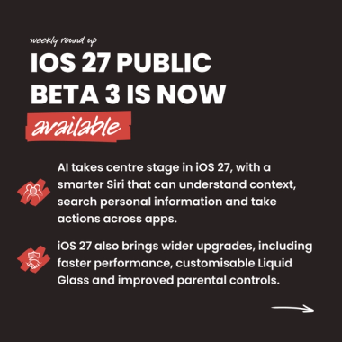 iOS 27 public beta 3 is now available. AI takes centre stage in iOS 27, with a smarter Siri that can understand context, search personal information and take actions across apps. iOS 27 also brings wider upgrades, including faster performance, customisable Liquid Glass and improved parental controls. iOS 27 public beta 3 is now available. AI takes centre stage in iOS 27, with a smarter Siri that can understand context, search personal information and take actions across apps. iOS 27 also brings wider upgrades, including faster performance, customisable Liquid Glass and improved parental controls.