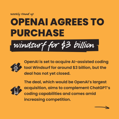 OpenAI agrees to purchase Windsurf for $3 billion OpenAI agrees to purchase Windsurf for $3 billion