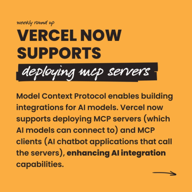 Vercel now supports deploying MCP servers Vercel now supports deploying MCP servers
