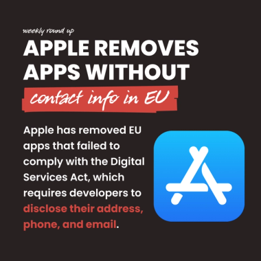 Apple removes apps without contact info in EU Apple removes apps without contact info in EU