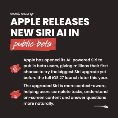 Apple releases new Siri AI in public beta. Apple has opened its AI-powered Siri to public beta users, giving millions their first chance to try the biggest Siri upgrade yet before the full iOS 27 launch later this year. The upgraded Siri is more context-aware, helping users complete tasks, understand on-screen content and answer questions more naturally.