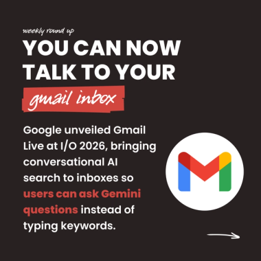 You can now talk to your gmail inbox. Google unveiled Gmail Live at I/O 2026, bringing conversational AI search to inboxes so users can ask Gemini questions instead of typing keywords. You can now talk to your gmail inbox. Google unveiled Gmail Live at I/O 2026, bringing conversational AI search to inboxes so users can ask Gemini questions instead of typing keywords.
