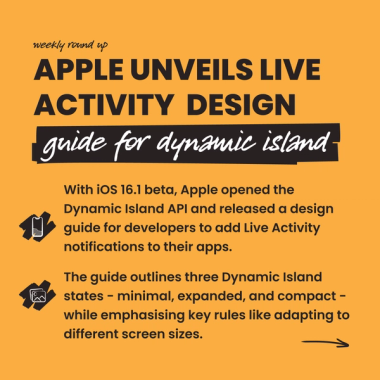 Apple unveils live activity design guide for dynamic island